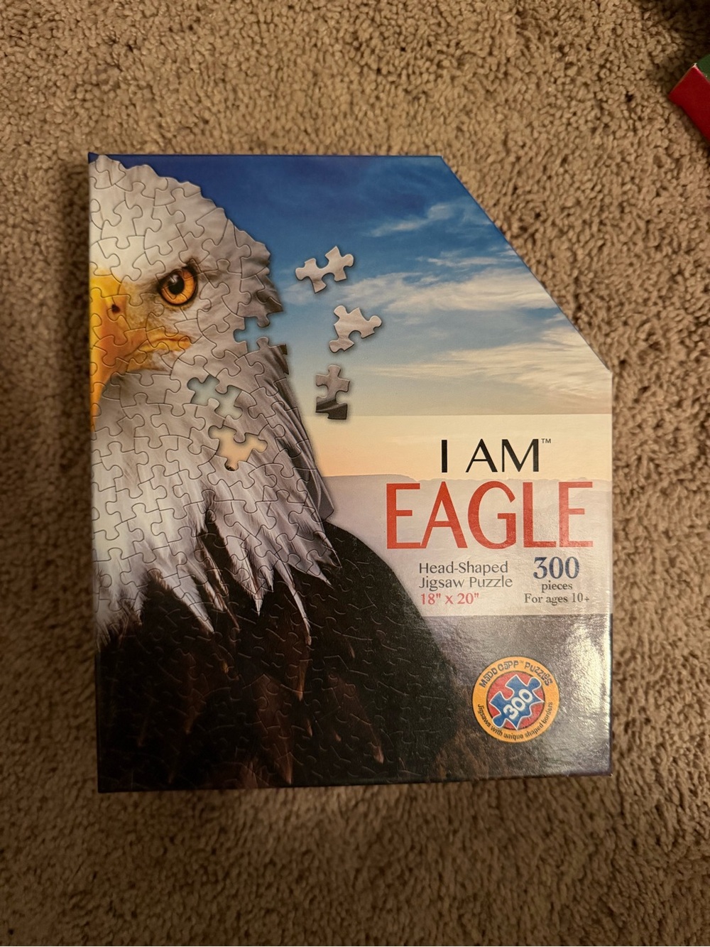 I AM EAGLE 300-Piece Head-Shaped Jigsaw Puzzle - Blue/White/Brown